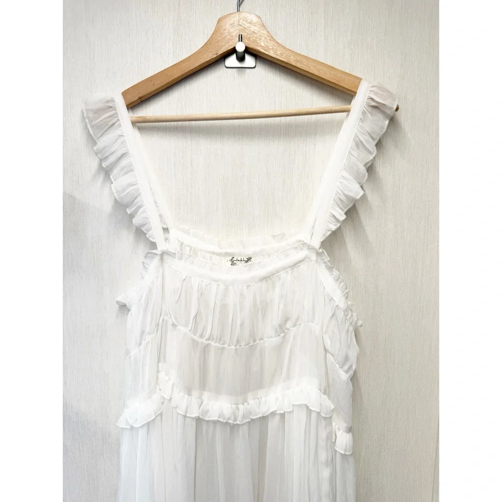 NWOT Free People Intimately Moon Phase Midi Slip Dress in White, Size Large - Picture 4 of 12
